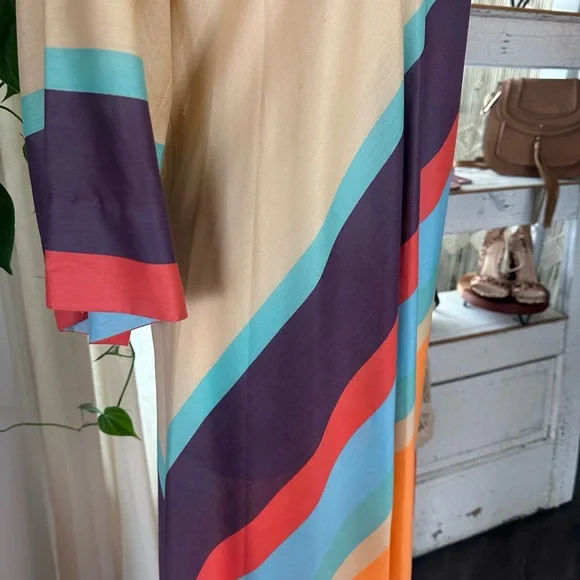 Colorful Handmade Vintage Striped Maxi Dress - Picture 5 of 6